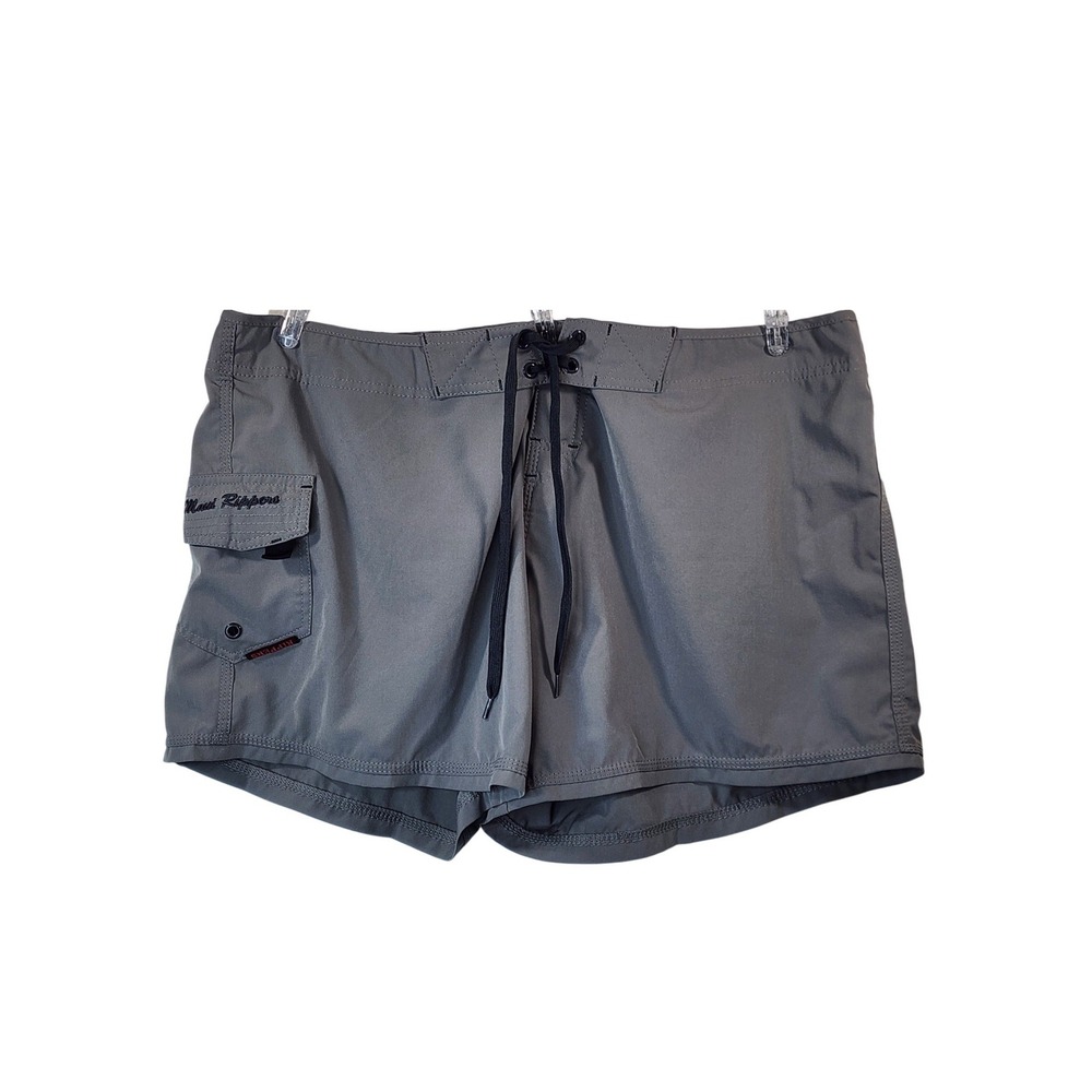 Maui Rippers Board Shorts Size 16 Gray Lace Up Cargo Pocket Swim Surf Coastal